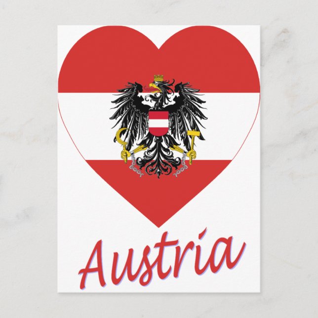 Carte Postale Coeur du drapeau autrichien (Devant)