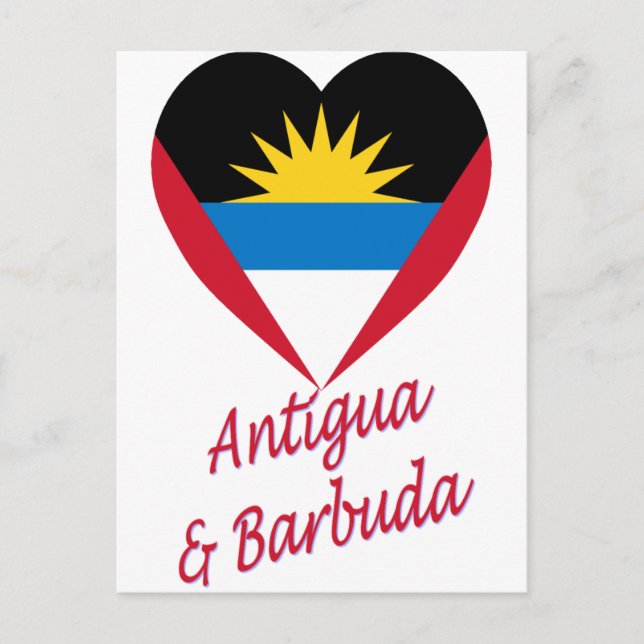 Carte Postale Coeur du drapeau d'Antigua-et-Barbuda (Devant)