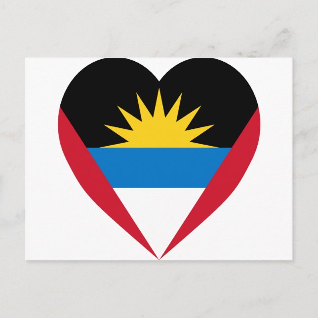 Carte Postale Coeur du drapeau d'Antigua-et-Barbuda (Devant)