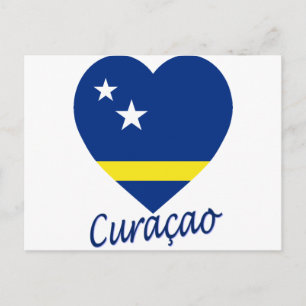 Carte Postale Coeur du drapeau de Curaçao