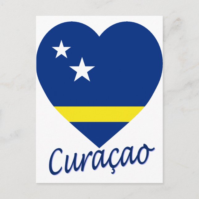 Carte Postale Coeur du drapeau de Curaçao (Devant)