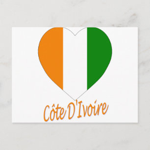 Carte Postale Coeur du drapeau de la Côte d'Ivoire