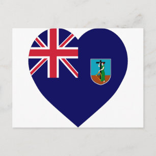 Carte Postale Coeur du drapeau de Montserrat