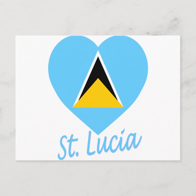 Carte Postale Coeur du drapeau de Sainte-Lucie (Devant)