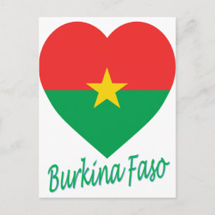 Carte Postale Coeur du drapeau du Burkina Faso