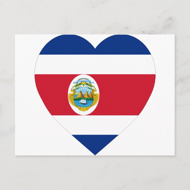 Carte Postale Coeur du drapeau du Costa Rica (Devant)