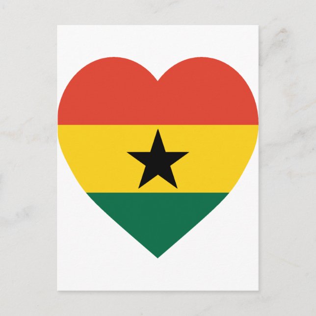 Carte Postale Coeur du drapeau du Ghana (Devant)