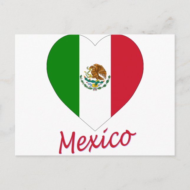Carte Postale Coeur du drapeau du Mexique (Devant)