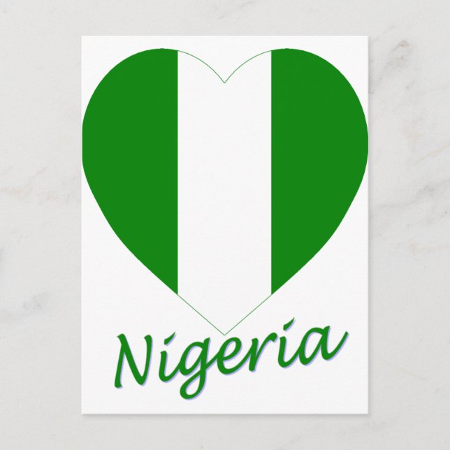Carte Postale Coeur du drapeau du Nigeria (Devant)