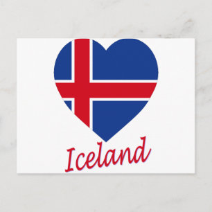 Carte Postale Coeur du drapeau islandais