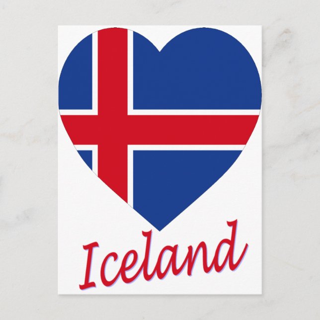 Carte Postale Coeur du drapeau islandais (Devant)