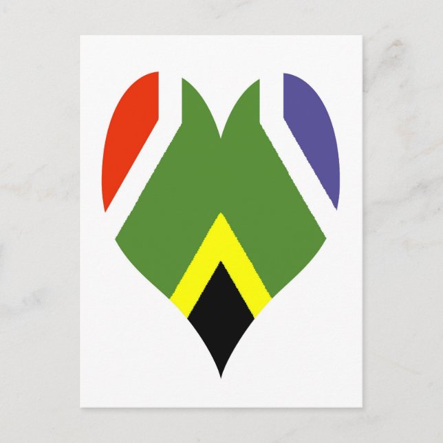 Carte Postale Coeur du drapeau sud-africain - Bokke (Devant)