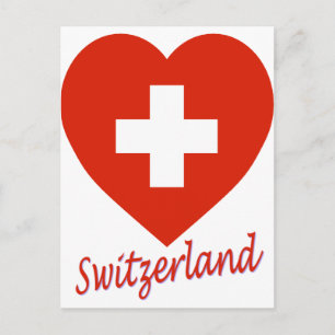 Carte Postale Coeur du drapeau suisse