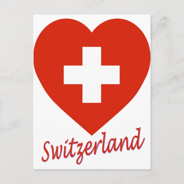Carte Postale Coeur du drapeau suisse (Devant)