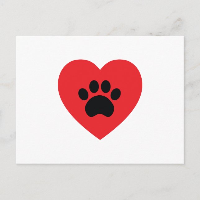 Carte postale Coeur Empreinte de patte (Devant)