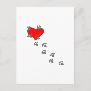 Carte Postale Coeur (Empreintes de pattes)