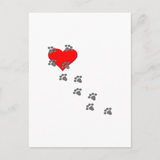 Carte Postale Coeur (Empreintes de pattes) (Devant)