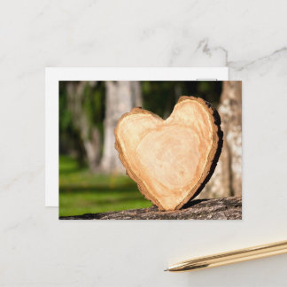 Carte Postale coeur en bois