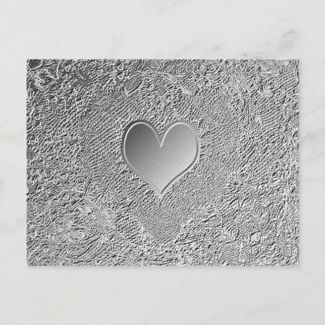 Carte Postale Coeur en métal argenté (Devant)