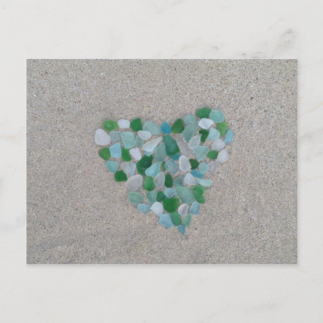 Carte Postale Coeur en verre de mer (Devant)
