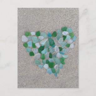 Carte Postale Coeur en verre marin