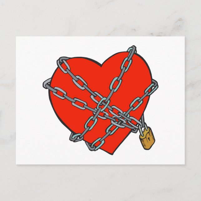 Carte Postale coeur enchaîné et verrouillé (Devant)