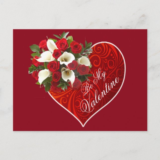 Carte postale Coeur et Fleurs Valentine (Devant)