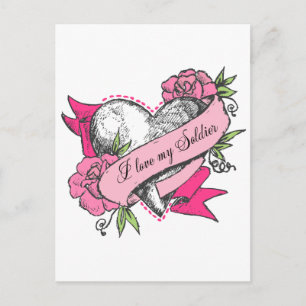 Carte Postale Coeur et Rose