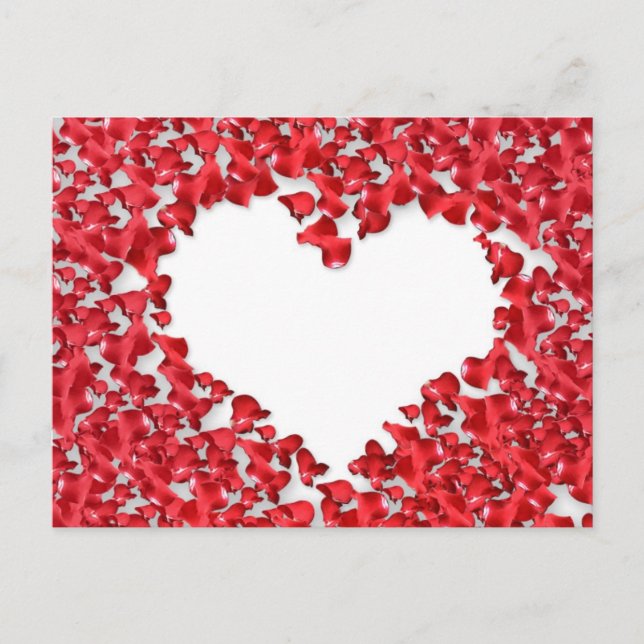 Carte Postale Coeur fait de pétales Roses (Devant)