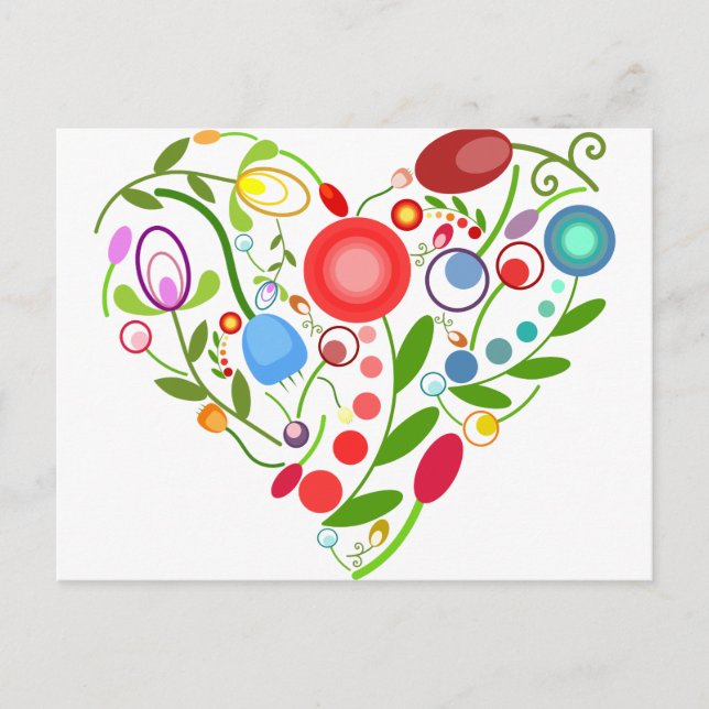 Carte Postale Coeur floral (Devant)