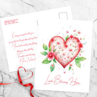 Cœur floral romantique avec des fleurs roses et ro
