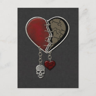 Carte Postale Coeur gothique avec le crâne