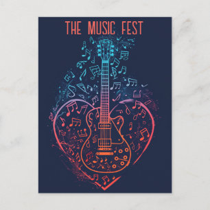 Carte Postale Coeur guitare