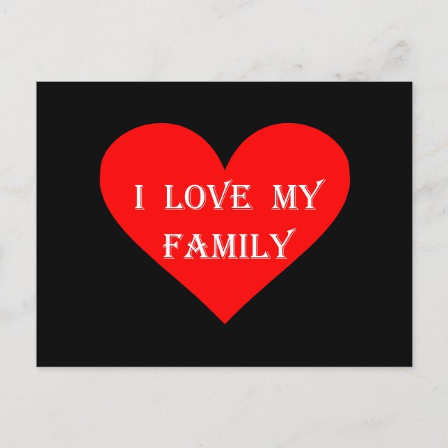 Carte Postale Coeur J'Aime Ma Famille (Devant)