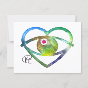 Carte Postale Coeur mal oeil Terre aquarelle Art