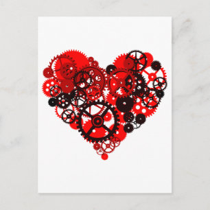 CARTE POSTALE COEUR MÉCANIQUE À STEAMPUNK