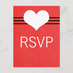 Carte postale Coeur moderne RSVP, Rouge