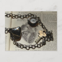 Coeur, Montre, Collier clé sur le coeur humain Vin