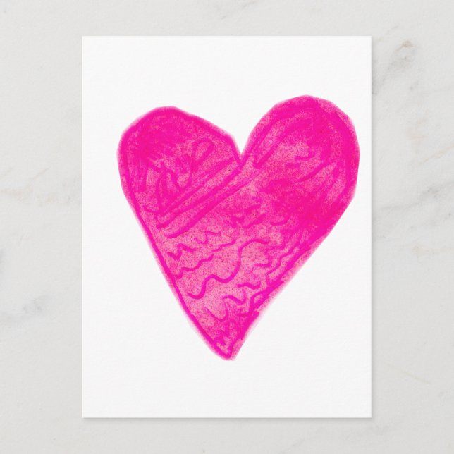 Carte Postale Coeur Motif rose (Devant)