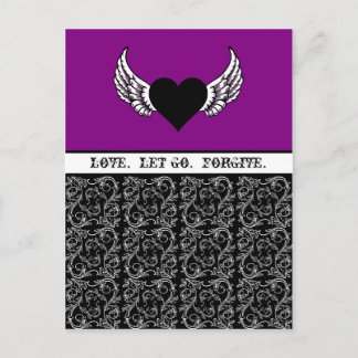 Carte Postale Coeur noir, ailes blanches personnalisées