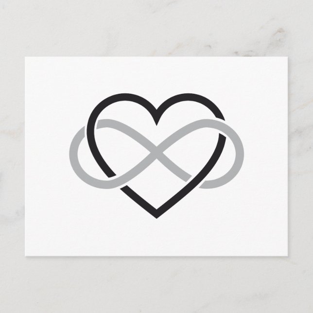 Carte Postale Coeur noir avec signe infini (Devant)