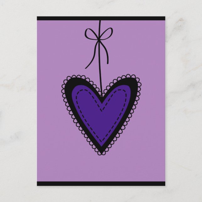 Carte postale coeur pourpre (Devant)