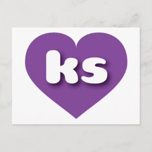 Carte Postale Coeur pourpre du Kansas - I love ks