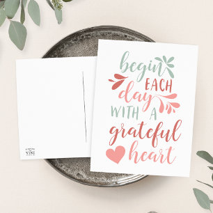 Carte Postale Coeur reconnaissant   Citation de typographie lett