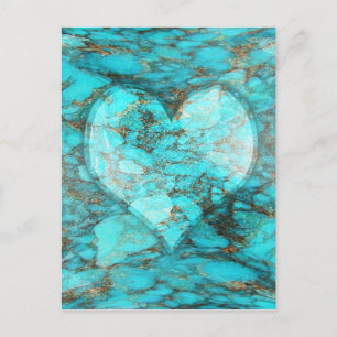 Carte Postale Coeur Rocher Turquoise