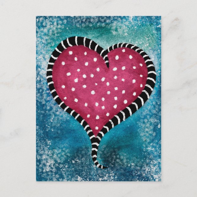 Carte postale cœur rose bleu noir mignonne  (Devant)