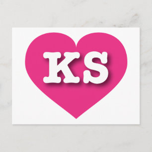 Carte Postale Coeur rose chaud du Kansas - J'aime KS