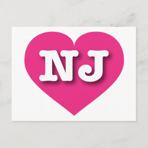Carte Postale Coeur rose chaud du New Jersey - J'aime NJ