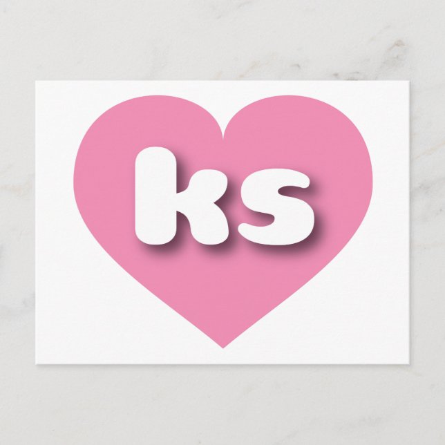 Carte Postale Coeur rose du Kansas - I love ks (Devant)