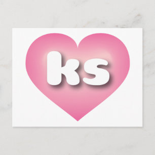 Carte Postale Coeur rose du Kansas - I love ks